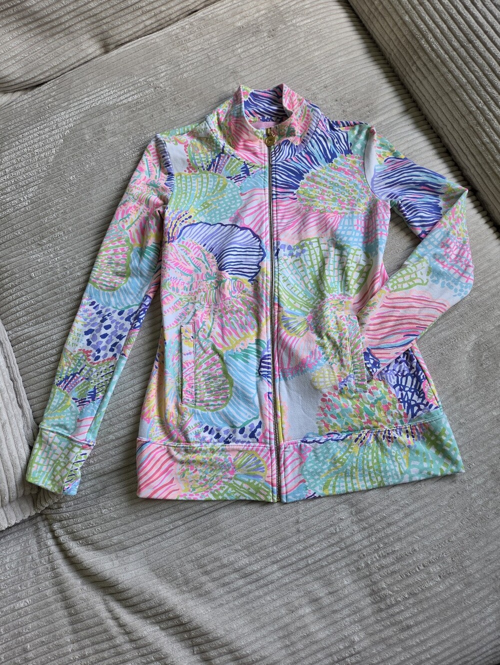 Lilly Pulitzer Athletic Jacket Zip Up Multi-Color Print